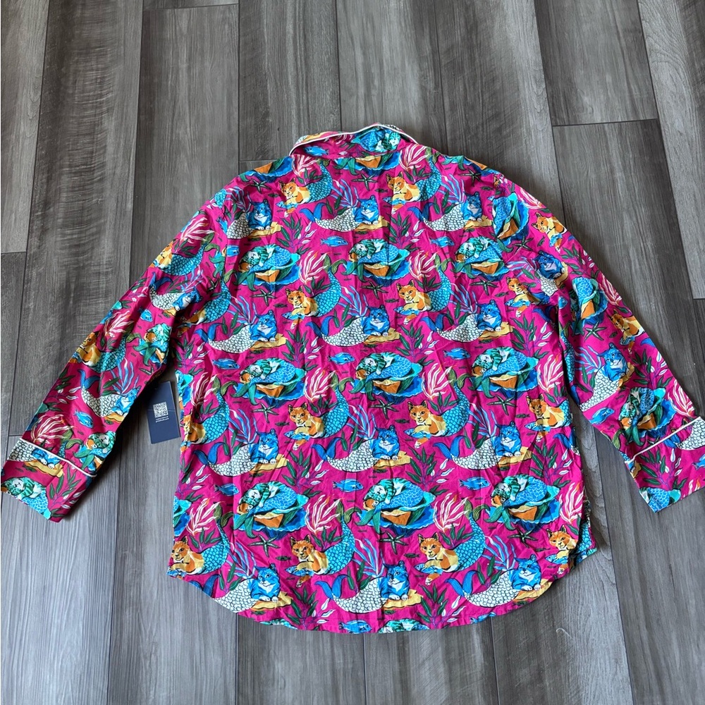 Printfresh Pink and Blue Patterned Pajama Top NWT! (RARE PATTERN) - Picture 3 of 7